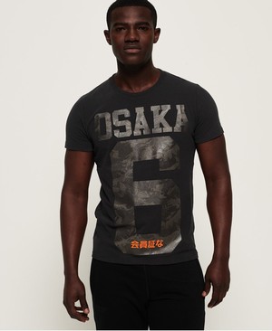 Superdry Osaka Camo Férfi Pólók Fekete | QECOT9178